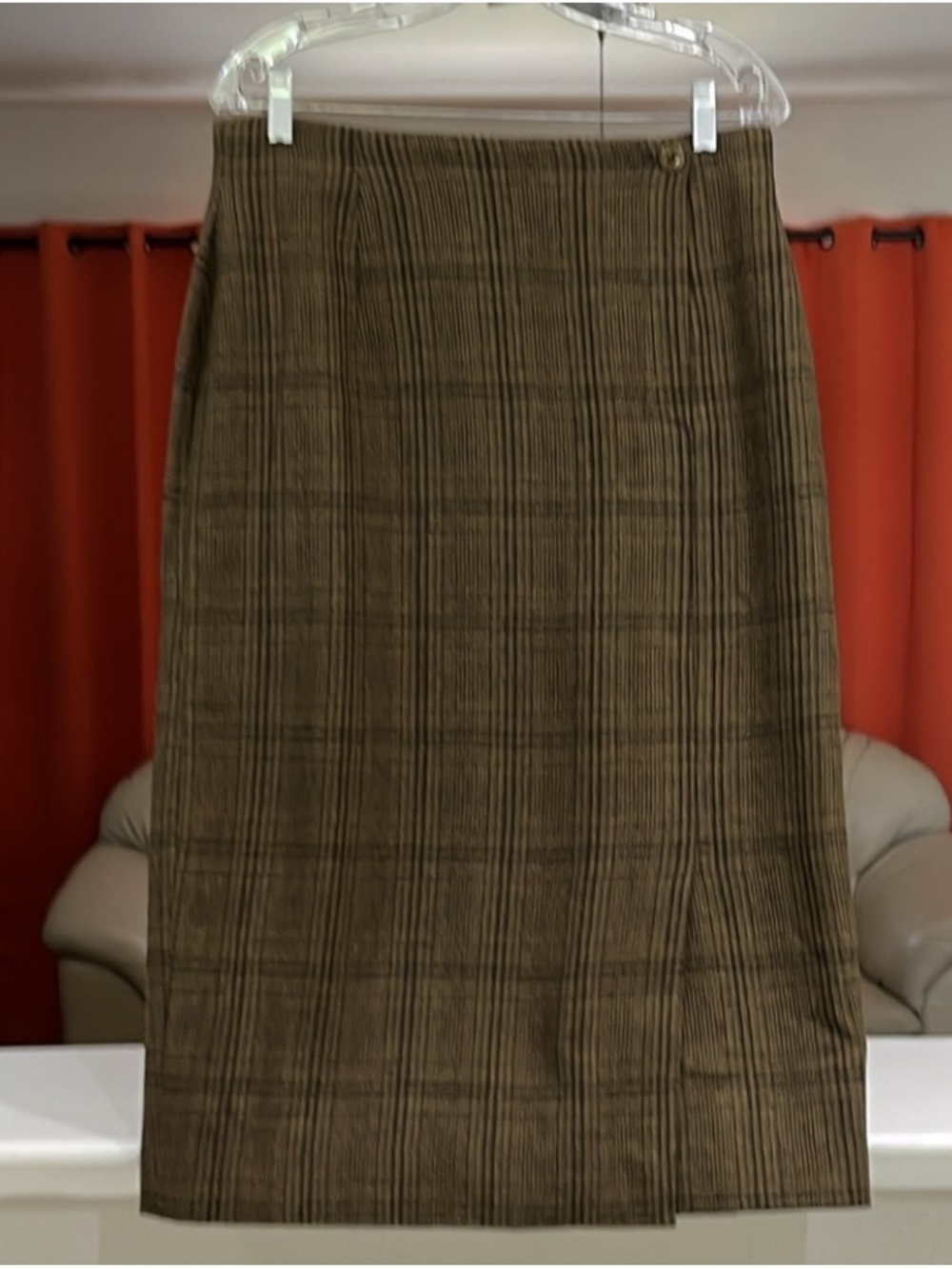 Vintage Jones New York 100% Wool Plaid Midi Skirt Women's Size 14 Made in USA